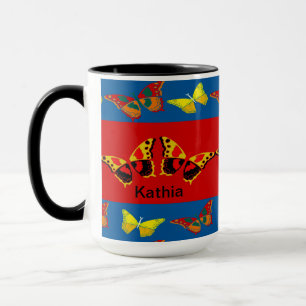 Tasse Papillon en Bleu, Jaune & Rouge