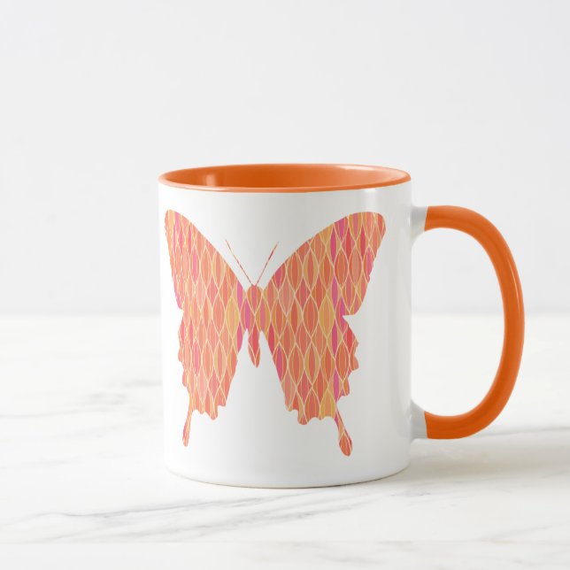 Tasse Papillon en imprimé abstrait - nuances d'orange (Droite)