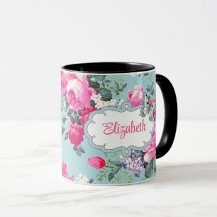 Tasse Papillon et Rose   Nom personnalisé Fête des mères