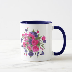 Tasse Papillons et fleurs Nom personnalisé Fête des mère