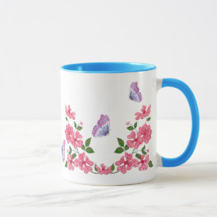 Tasse Papillons et roses roses sauvages