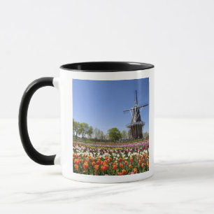 Tasse parc de l'île du moulin à vent avec tulipes en fle