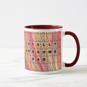 Tasse Parfait Papa Puzzle Texte rose/Motif Brown
