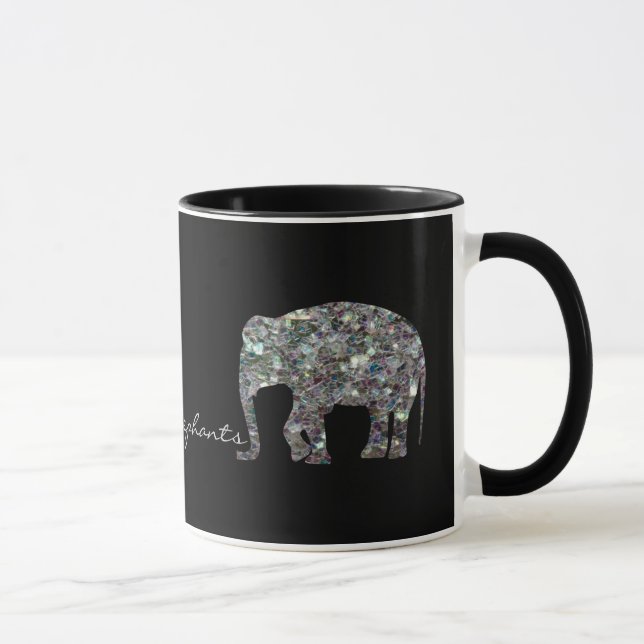 Tasse Parties scintillant en mosaïque argentée Eléphant (Droite)