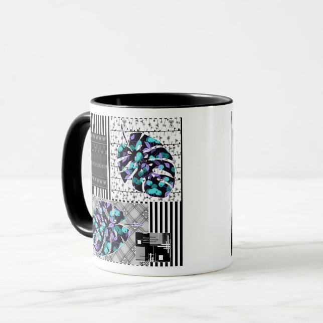 Tasse Patchwork abstrait de quilting quilt rétro v (Devant gauche)
