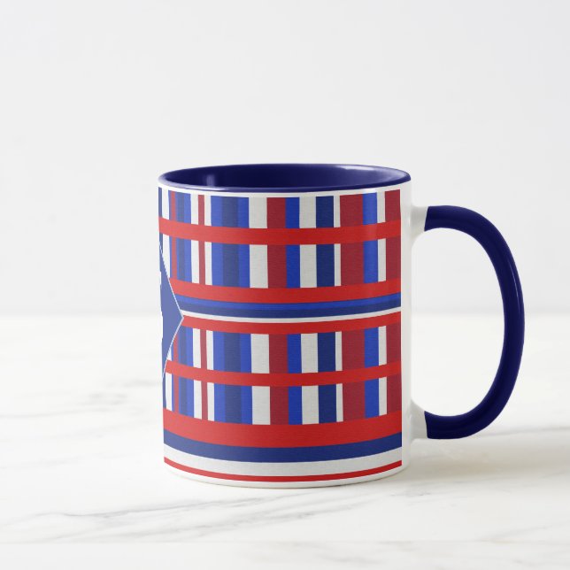 Tasse Patriote plaqué monogramme rouge blanc et bleu (Droite)