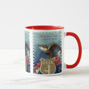 Tasse Patriotique vintage 4 juillet, Aigle aux étoiles
