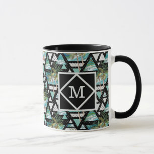Tasse Paumes géométriques abstraites et motif de vagues