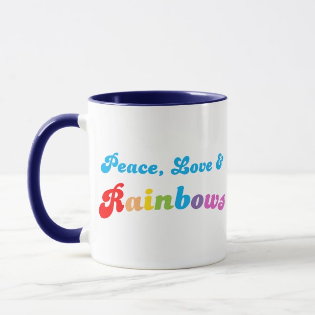 Tasse Peace Love et Rainbows (Gauche)