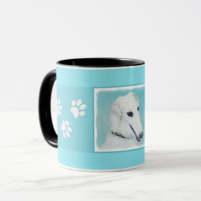 Tasse Peinture de Borzoi (Blanc) - Joli Chien d'origine (Devant gauche)