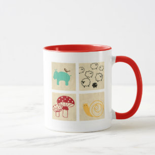 Tasse Peinture de quatre blocs en bois des enfants