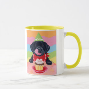 Tasse Peinture noire de petit gâteau d'anniversaire de