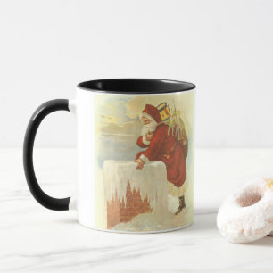 Tasse Père Noël victorien de Noël vintage dans une chemi