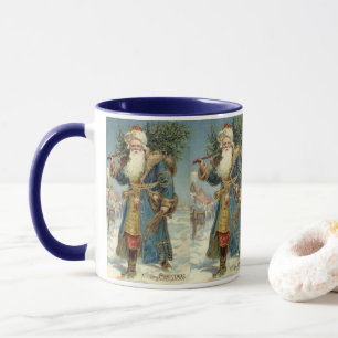 Tasse Père Noël victorien vintage avec sapin de Noël