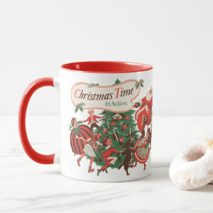 Tasse Père Noël vintage de Noël et enfants dansants
