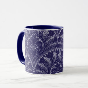 Tasse persane bleue d'impression florale