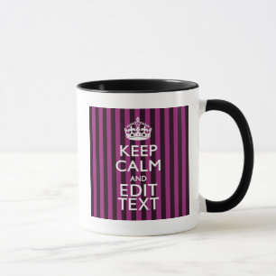 Tasse Personalisé KEEP CALM Votre Texte Fuchsia Stripes