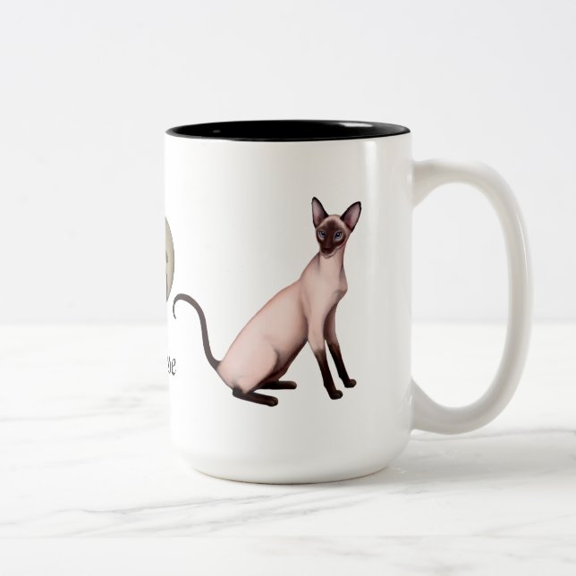 Tasse personnalisable amicale de chat siamois (Droit)