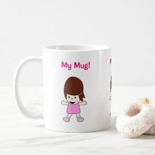 Tasse personnalisable de fille de bande dessinée