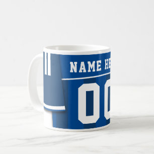 Tasse personnalisable de Jersey de football, bleu,