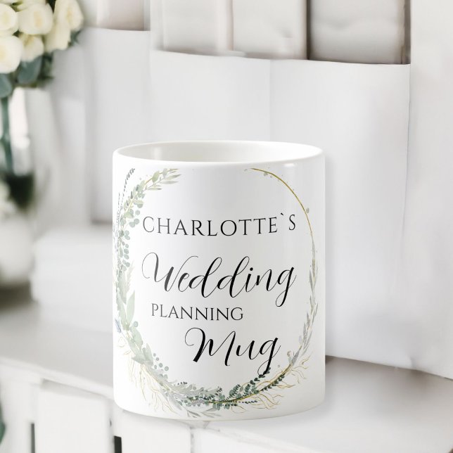 Tasse personnalisable pour la planification de mar (Customer specific, floral "Wedding-Planning-Mug". Coffee Mug, with the name of the Bride..)