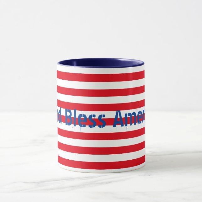 Tasse Personnalisable Rouge Bleu Bleu "Dieu béni l'Améri (Centre)
