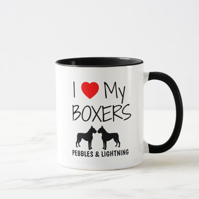 Tasse Personnalisé J'Aime Mes Deux Boxes (Droite)