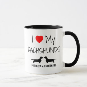 Tasse Personnalisé J'Aime Mes Deux Dachshunds