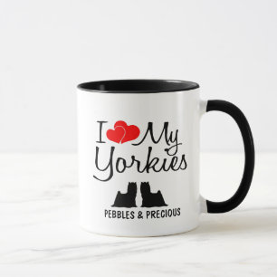Tasse Personnalisé J'Aime Mes Deux Yorkies