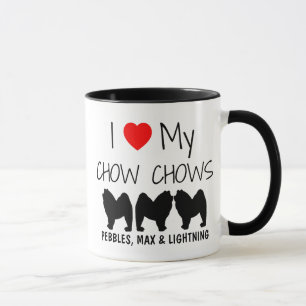 Tasse Personnalisé J'Aime Mes Trois Chow Chows