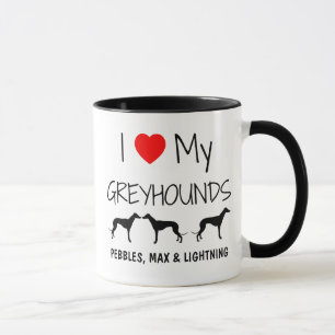 Tasse Personnalisé J'Aime Mes Trois Greyhounds