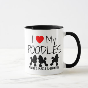 Tasse Personnalisé J'Aime Mes Trois Poodles
