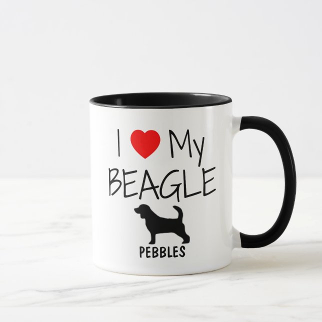 Tasse Personnalisé J'aime mon Beagle (Droite)