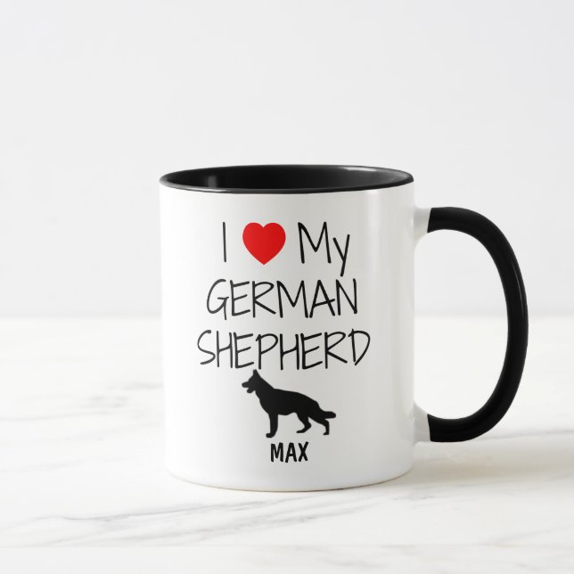 Tasse Personnalisé J'Aime Mon Berger Allemand (Droite)