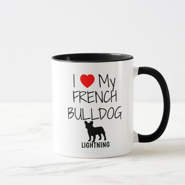 Tasse Personnalisé J'Aime Mon Chien À Balles Français (Droite)