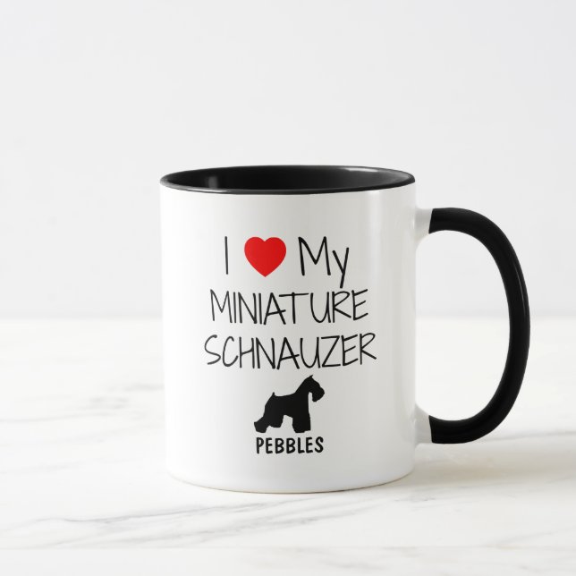 Tasse Personnalisé J'Aime Mon Schnauzer Miniature (Droite)