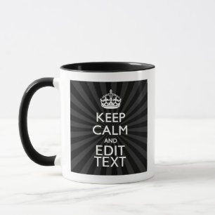Tasse Personnalisé KEEP CALM Votre texte Black Sunburst