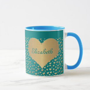 Tasse Personnalisé peu de coeurs d'or sur l'arrière -