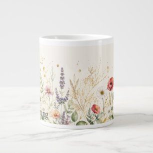 Tasse personnalisée à fleurs sauvages et or