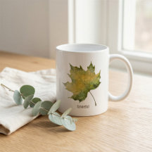 Tasse personnalisée à motif de feuille de style aq