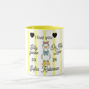 Tasse personnalisée à rayures roses Canard Fou Mig