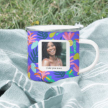 Tasse personnalisée amour de mère fleurs bleues