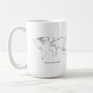 Tasse personnalisée avec carte du monde en ligne a