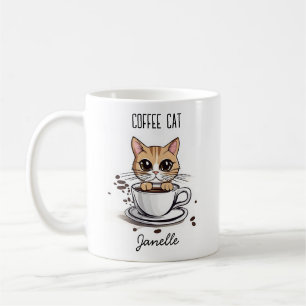 Tasse personnalisée avec design de chat et café