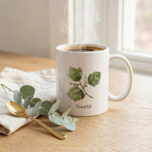 Tasse personnalisée avec feuille de vigne aquarell