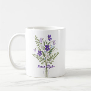 Tasse personnalisée avec fleur de naissance violet