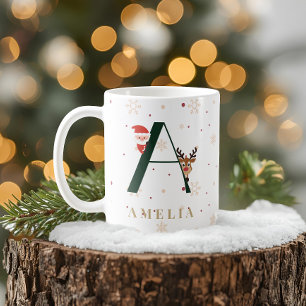 Tasse personnalisée avec monogramme de Noël A
