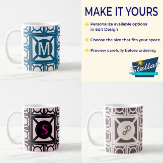 Tasse personnalisée avec monogramme en bloc de bri