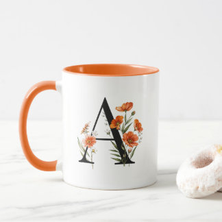 Tasse personnalisée avec monogramme floral