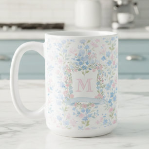 Tasse personnalisée avec monogramme floral élégant
